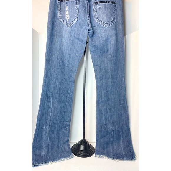Size 5/6 Premiere Rue 21 Denim Jeans Women's Distressed Rips Studded Rhinestones - Picture 9 of 16